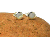 White Round Mother of Pearl Sterling Silver 925  Gemstone Stud Earrings