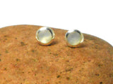 White Round Mother of Pearl Sterling Silver 925  Gemstone Stud Earrings