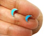 Small Crescent Turquoise Sterling Silver 925  Gemstone Stud Earrings