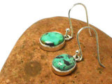 Green Blue Tibetan TURQUOISE Oval Sterling Silver Gemstone Earrings  925