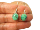 Green Blue Tibetan TURQUOISE Oval Sterling Silver Gemstone Drop Earrings  925 