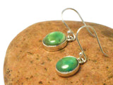 Green Tibetan TURQUOISE Oval Sterling Silver Gemstone Drop Earrings  925