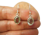 Oval Green AMETHYST (Prasiolite) Sterling Silver Earrings 925 