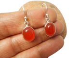 Oval Orange CARNELIAN Sterling Silver 925 Gemstone Drop Earrings