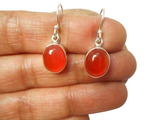 Oval Orange CARNELIAN Sterling Silver 925 Gemstone Drop Earrings