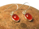 Oval Orange CARNELIAN Sterling Silver 925 Gemstone Drop Earrings