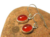 Oval Orange CARNELIAN Sterling Silver 925 Gemstone Drop Earrings