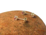 Small Pink Round Shaped RUBY Sterling Silver 925 Gemstone Stud Earrings - 4 mm