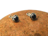 Round BLACK ONYX Sterling Silver Gemstone Stud Earrings 925 - 5 mm