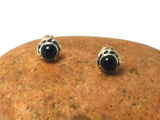 Round BLACK ONYX Sterling Silver Gemstone Stud Earrings 925 - 5 mm