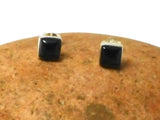 Square  BLACK ONYX Sterling Silver Stud Earrings 925 - 6 mm