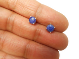 Blue Round SAPPHIRE Sterling Silver Stud Earrings 925 - 5 mm