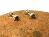 Small Round Hematite Sterling Silver Gemstone Stud Earrings 925 - 4 mm