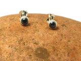 Small Round Hematite Sterling Silver Gemstone Stud Earrings 925 - 4 mm