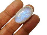 Chunky Fiery Oval Moonstone Sterling Silver 925 Gemstone Statement Ring 