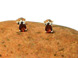 Small Red GARNET Sterling Silver 925 Stud Earrings
