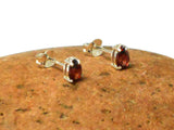 Small Red GARNET Sterling Silver 925 Stud Earrings