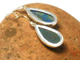 Large Azurite Malachite Sterling Silver 925 Gemstone Drop Dangle Earrings