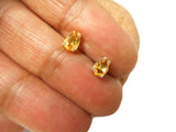 Round CITRINE Sterling Silver Gemstone Stud Earrings 925