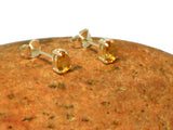 Round CITRINE Sterling Silver Gemstone Stud Earrings 925