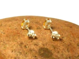 Round CITRINE Sterling Silver Gemstone Stud Earrings 925