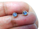 Labradorite Round Shaped Sterling Silver 925 Gemstone Stud Earrings - 4 mm