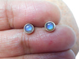 Labradorite Round Shaped Sterling Silver 925 Gemstone Stud Earrings - 4 mm
