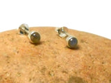 Labradorite Round Shaped Sterling Silver 925 Gemstone Stud Earrings - 4 mm