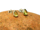Small Green PERIDOT Sterling Silver 925 Gemstone Stud Earrings - 5 x 7 mm