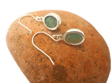 Green Tibetan TURQUOISE Oval Sterling Silver Gemstone Drop Earrings 925
