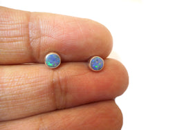 Small Natural Australian Opal Sterling Silver 925 Gemstone Stud Earrings 