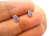 Small  Australian Opal Sterling Silver 925 Gemstone Stud Earrings- 3 x 5 mm