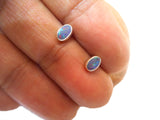 Small  Australian Opal Sterling Silver 925 Gemstone Stud Earrings- 3 x 5 mm