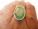 Adjustable Emerald Ring: Sterling Silver Boho Statement Jewellery