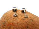 Square Blue LAPIS LAZULI Sterling Silver 925 Gemstone Square Stud Earrings - 6 mm