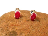Oval  RUBY Sterling Silver 925 Gemstone Stud Earrings - 5 x 7 mm