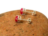 Oval  RUBY Sterling Silver 925 Gemstone Stud Earrings - 5 x 7 mm