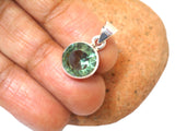 Round Green Quartz Gemstone Pendant: Bohemian Sterling SIlver Jewellery