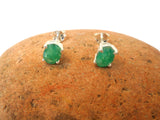 Green Oval EMERALD Sterling Silver 925 Stud Earrings - 5 x 7 mm