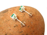 Green Oval EMERALD Sterling Silver 925 Stud Earrings - 5 x 7 mm
