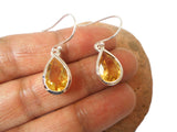 Teardrop Pear Shaped CITRINE Sterling Silver Gemstone Drop Dangle Earrings 925