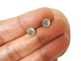 Fiery Labradorite Round Shaped Sterling Silver Gemstone Stud Earrings 925 - 5 mm