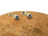 Small Blue Round Tanzanite Sterling Silver 925 Gemstone Stud Earrings - 4 mm