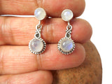 Fiery MOONSTONE Sterling Silver Gemstone Stud Drop Dangle Earrings 925