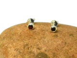 Small Round Red GARNET Sterling Silver 925 Stud Earrings - 3 mm