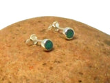 Small Round Green EMERALD Sterling Silver 925 Stud Earrings - 4 mm