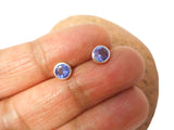 Blue Round Tanzanite Sterling Silver 925 Gemstone Stud Earrings - 5 mm