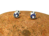 Blue Round Tanzanite Sterling Silver 925 Gemstone Stud Earrings - 5 mm