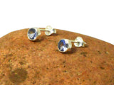 Blue Round Tanzanite Sterling Silver 925 Gemstone Stud Earrings - 5 mm