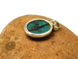 Blue Green Oval Tibetan TURQUOISE Sterling Silver 925 Gemstone Pendant